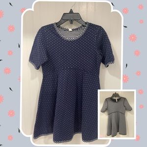 REVERSIBLE 🔹✨Hanna Andersson Navy &White Polka Dot/Striped Dress [Size 4-100cm]